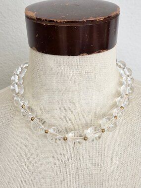 Retro Mod Clear Lucite Graduated Bead Necklace
